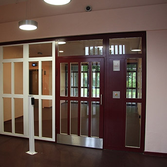 INTERNAL STEEL FIRE RATED DOOR AND SIDE PANELS. SECURED BY DESIGN. INSTALLED BY PREMIER SECURITY CONSULTANTS.