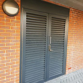 DOUBLE STEEL LOUVRE DOORS. PAS24. SECURED BY DESIGN. INSTALLED IN LONDON.LPS1175 SR2